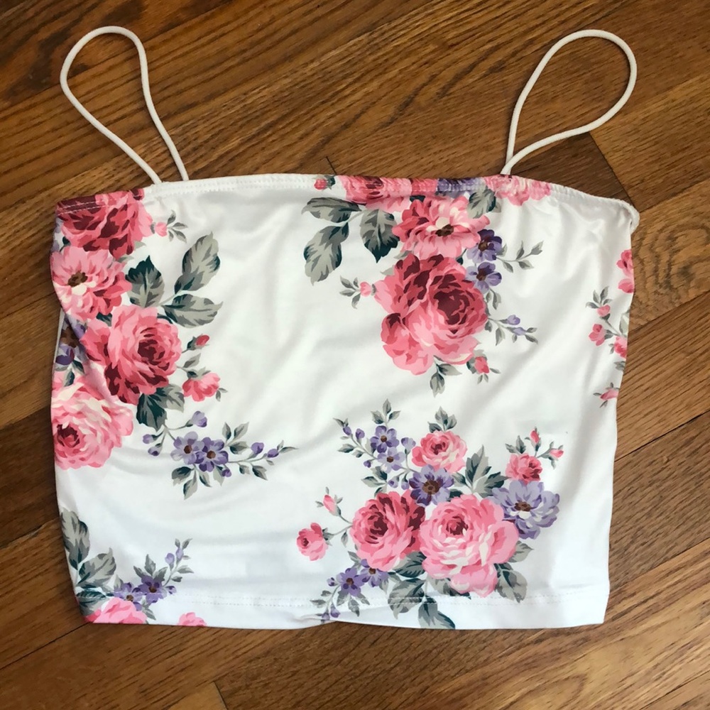 floral crop tank top